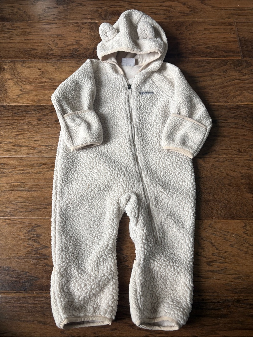 Columbia Cream Sherpa Hooded Baby One-Piece with Ears
